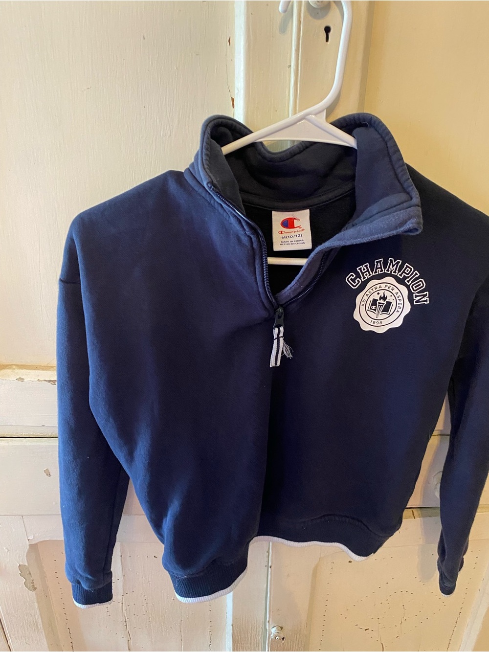 Champion Navy Half-Zip Pullover with Logo Tag